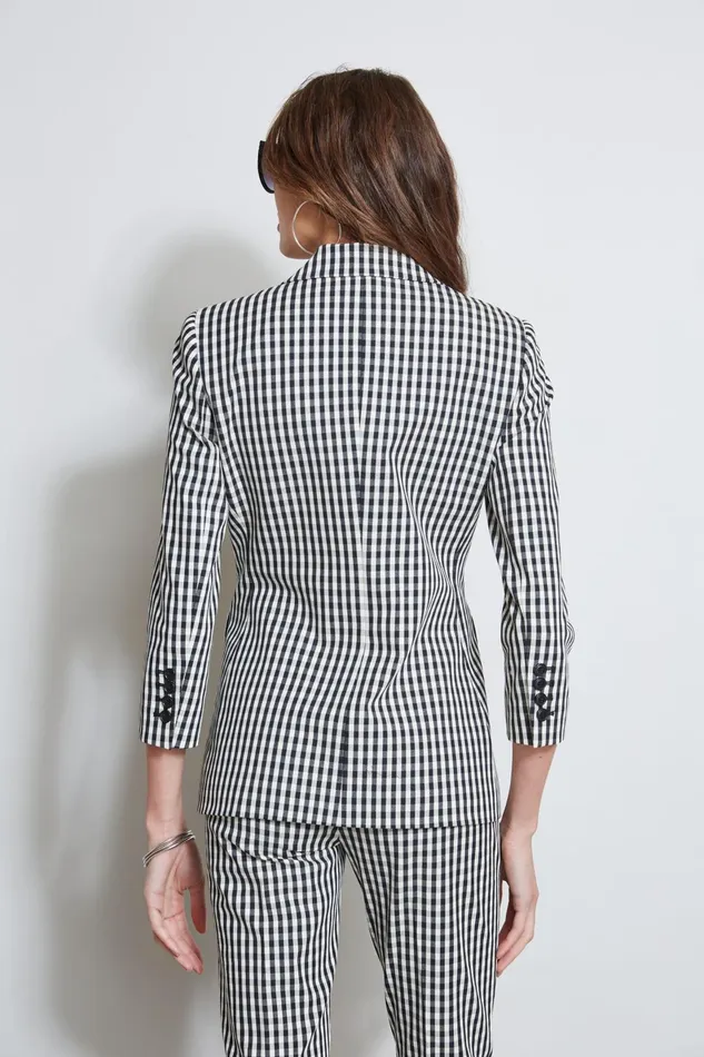 Outlet 8211 Women Jackets and Blazers Elie Tahari Gingham Blazer Blackwhite