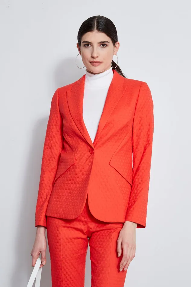 Outlet 8211 Women Jackets and Blazers Elie Tahari Jacquard Stretch Panel Blazer Tomato
