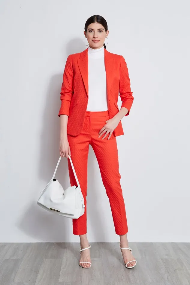 Outlet 8211 Women Jackets and Blazers Elie Tahari Jacquard Stretch Panel Blazer Tomato