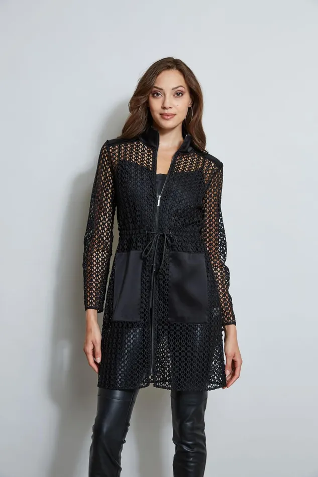Outlet 8211 Women Jackets and Blazers Elie Tahari Lace Topper Jacket Black
