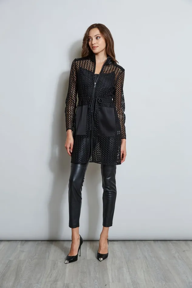 Outlet 8211 Women Jackets and Blazers Elie Tahari Lace Topper Jacket Black