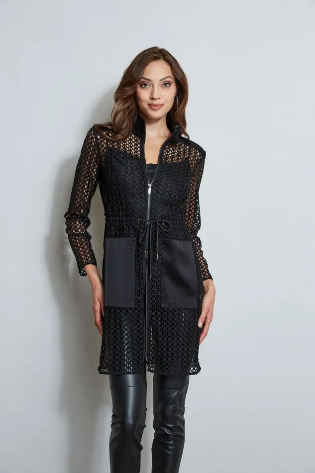 Outlet 8211 Women Jackets and Blazers Elie Tahari Lace Topper Jacket Black