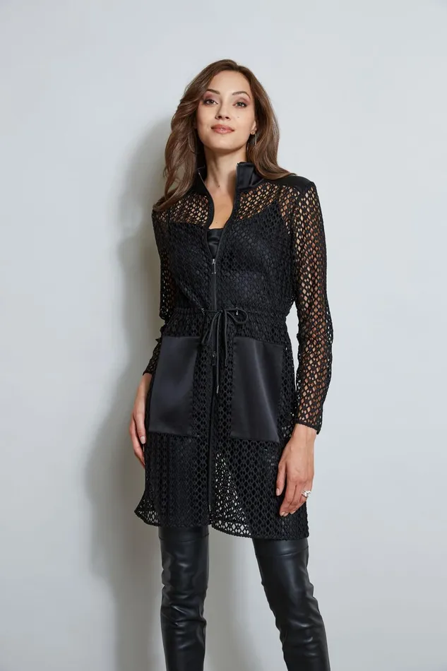 Outlet 8211 Women Jackets and Blazers Elie Tahari Lace Topper Jacket Black