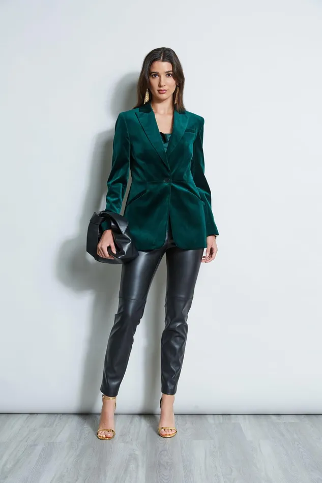 Outlet 8211 Women Jackets and Blazers Elie Tahari Velvet Blazer Bottle Green
