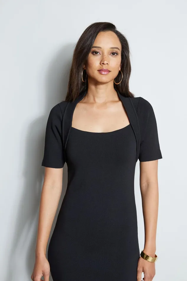 Outlet 8211 Women Midi Dresses Elie Tahari Contour Sweater Dress Black