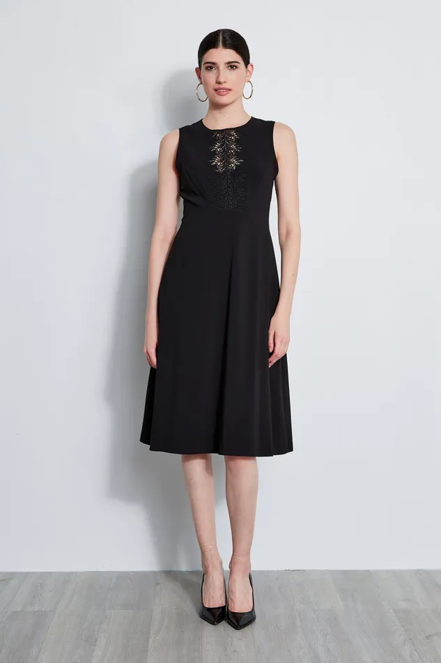 Outlet 8211 Women Midi Dresses Elie Tahari Lace Applique Midi Dress Black