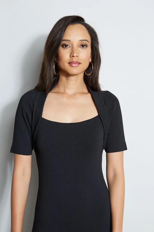 Outlet 8211 Women Short Sleeve Dresses Elie Tahari Contour Sweater Dress Black