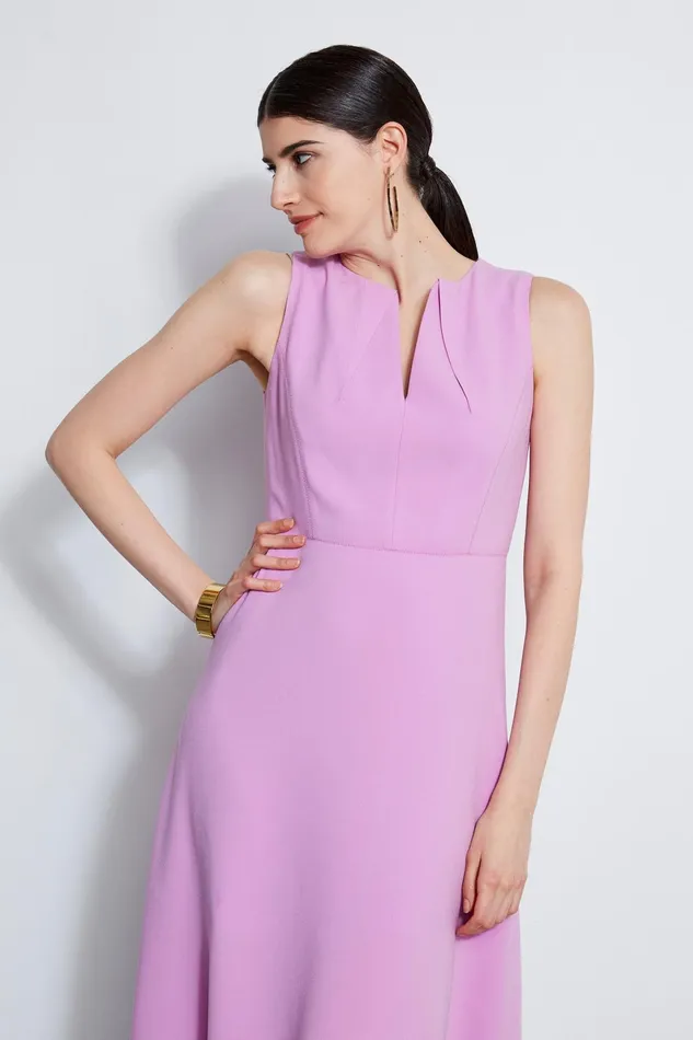 Outlet 8211 Women Sleeveless Dresses Elie Tahari Fit and Flare Dart Midi Dress Orchid