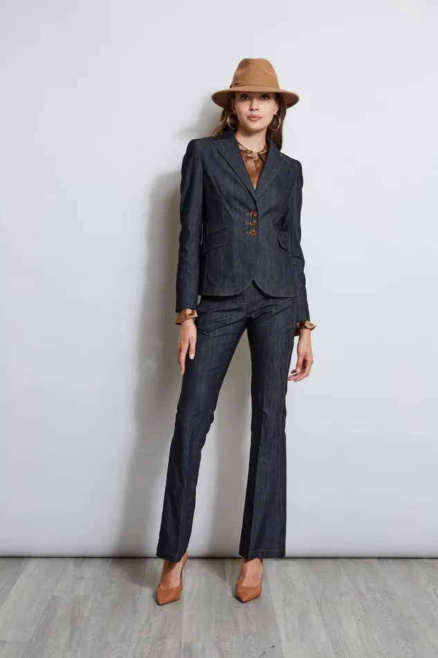 Outlet 8211 Women Suiting Elie Tahari Denim 3 Button Blazer Indigo