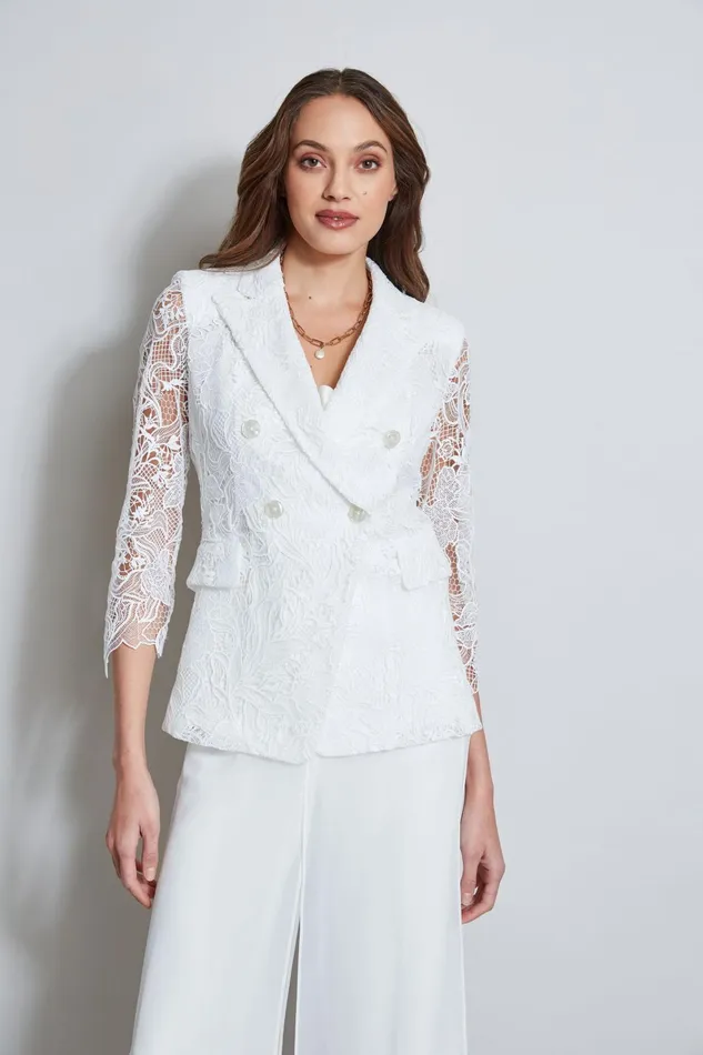 Outlet 8211 Women Suiting Elie Tahari Double Breasted Lace Blazer Foam