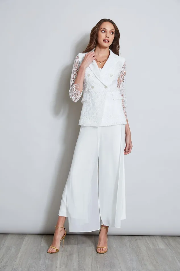 Outlet 8211 Women Suiting Elie Tahari Double Breasted Lace Blazer Foam