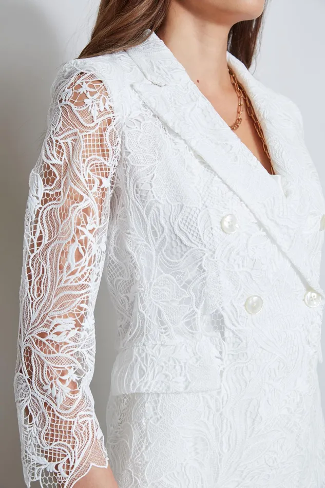 Outlet 8211 Women Suiting Elie Tahari Double Breasted Lace Blazer Foam