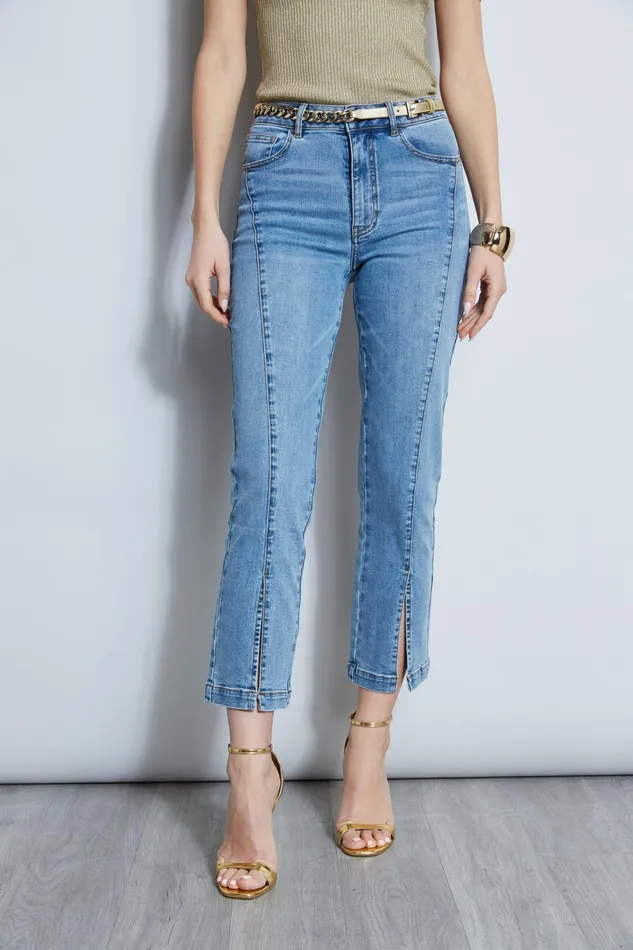 Outlet 8211 Women Suiting Elie Tahari Slit Front Denim Pant Blue Nile