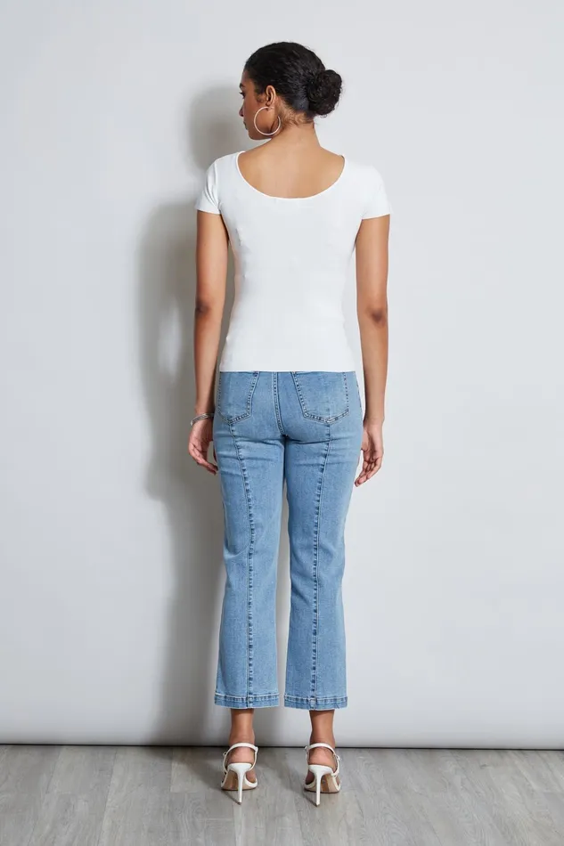 Outlet 8211 Women Tops Elie Tahari Contour Neck Rib Sweater Sky White