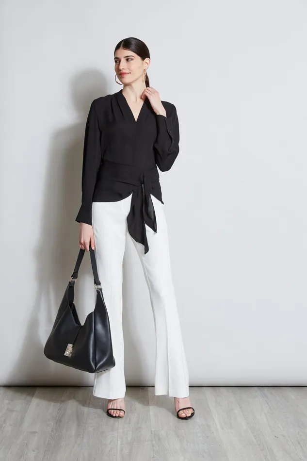 Outlet 8211 Women Tops Elie Tahari Contour Side Tie Shirt Black