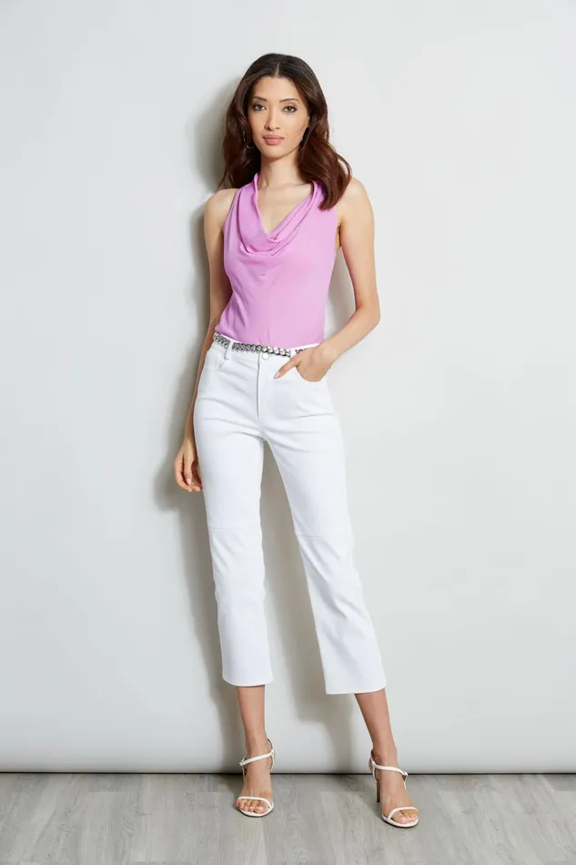 Outlet 8211 Women Tops Elie Tahari Cowl Halter Shirt Bright Viola