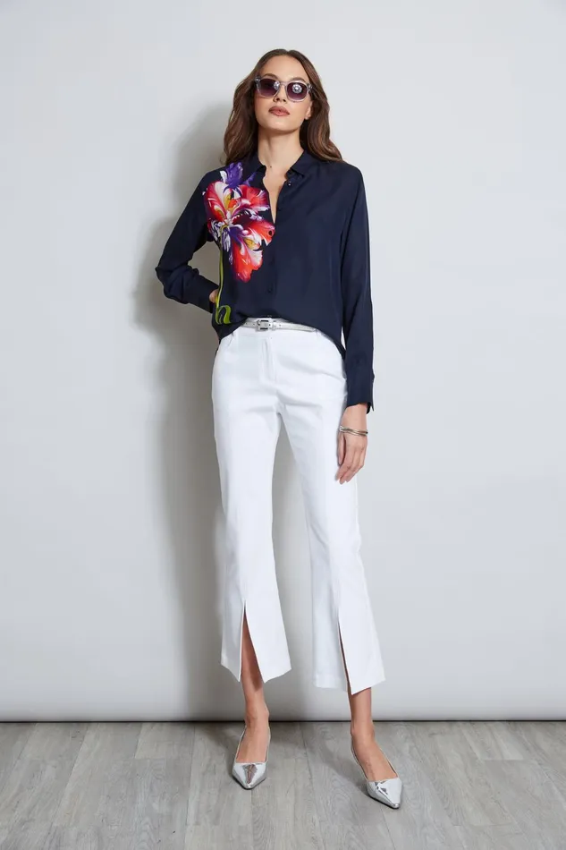 Outlet 8211 Women Tops Elie Tahari Digital Floral Silk Shirt Stargazer Multi