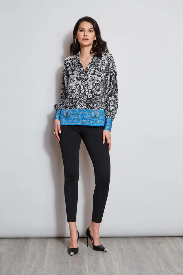 Outlet 8211 Women Tops Elie Tahari Eclipse Scarf Print Shirt Eclipse Floral Print
