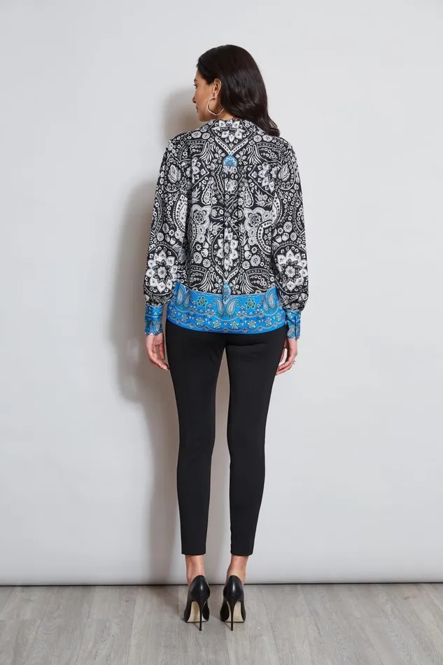 Outlet 8211 Women Tops Elie Tahari Eclipse Scarf Print Shirt Eclipse Floral Print