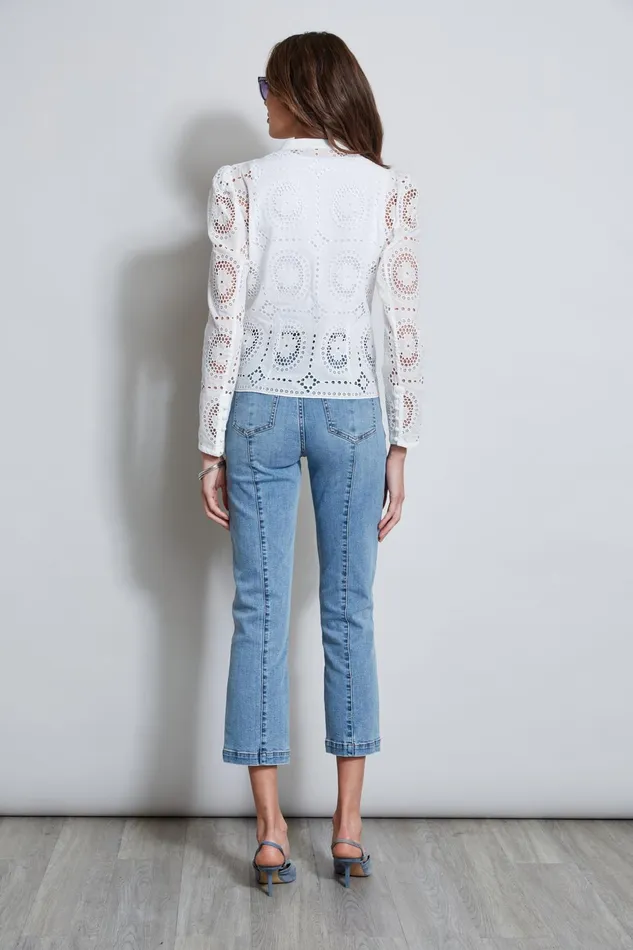 Outlet 8211 Women Tops Elie Tahari Lace Button Shirt Pearl