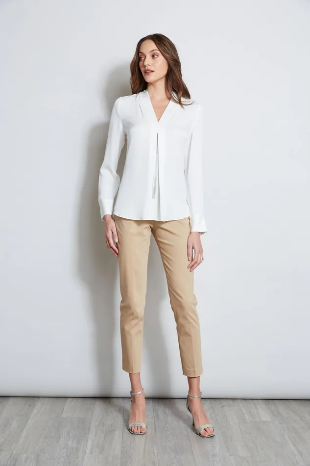 Outlet 8211 Women Tops Elie Tahari Long Sleeve Chain Shirt Fresh Pearl