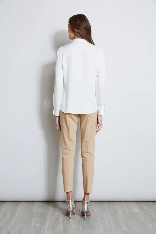 Outlet 8211 Women Tops Elie Tahari Long Sleeve Chain Shirt Fresh Pearl