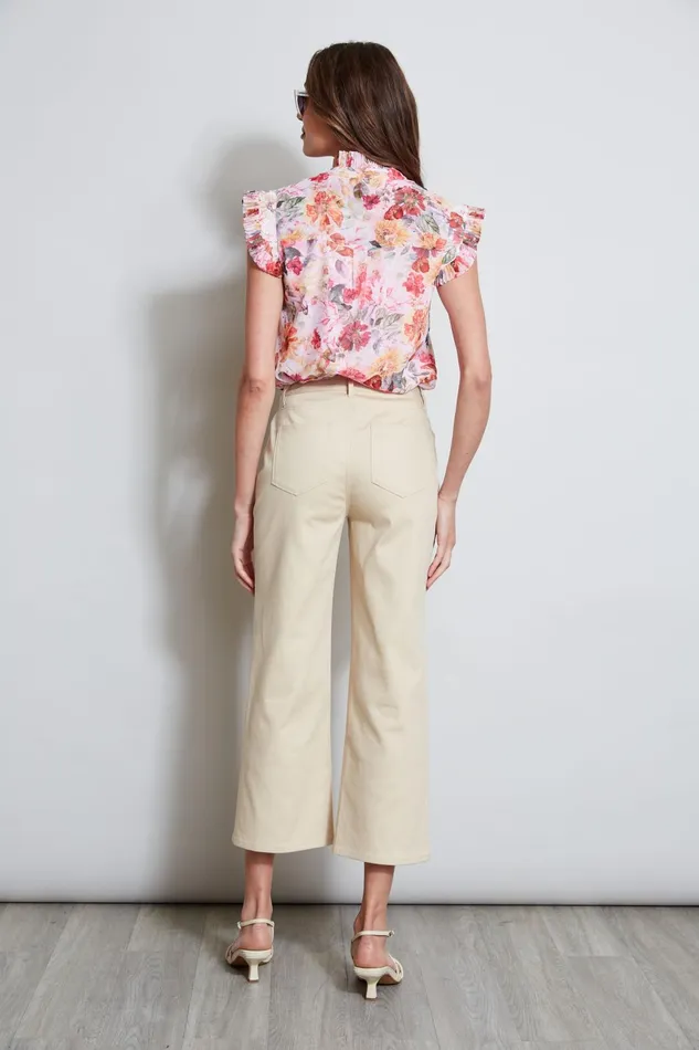 Outlet 8211 Women Tops Elie Tahari Pleated Floral Shirt Wonderland Print