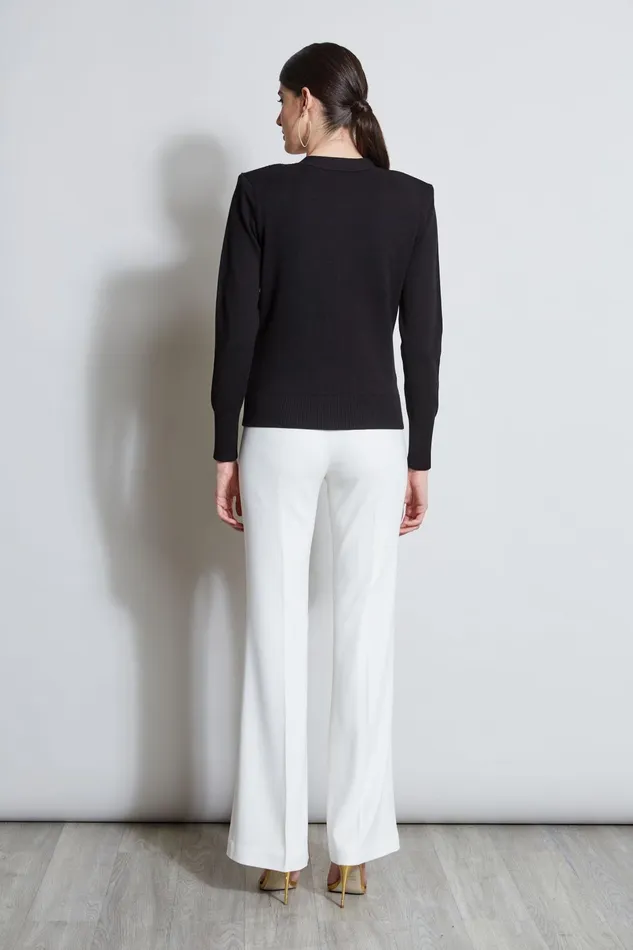Outlet 8211 Women Tops Elie Tahari Rib Button Sweater Black