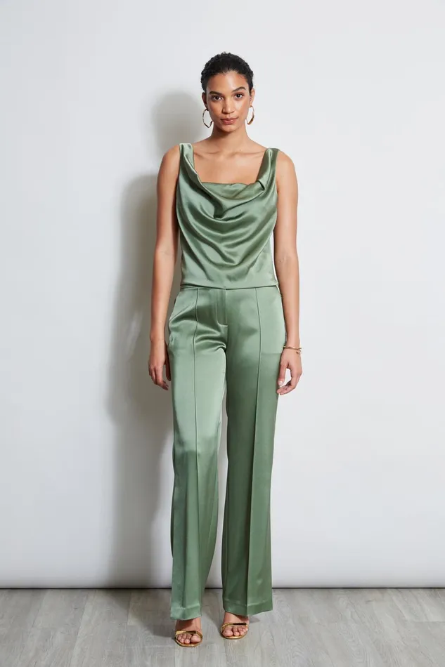 Outlet 8211 Women Tops Elie Tahari Satin Cowl Cami Tuscan Olive