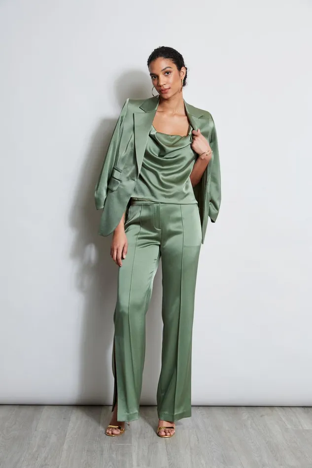 Outlet 8211 Women Tops Elie Tahari Satin Cowl Cami Tuscan Olive