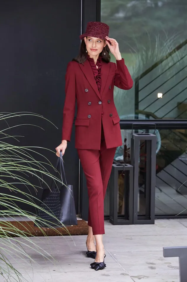 Outlet 8211 Women Tops Elie Tahari Silk Ruffle Shirt Bordeaux