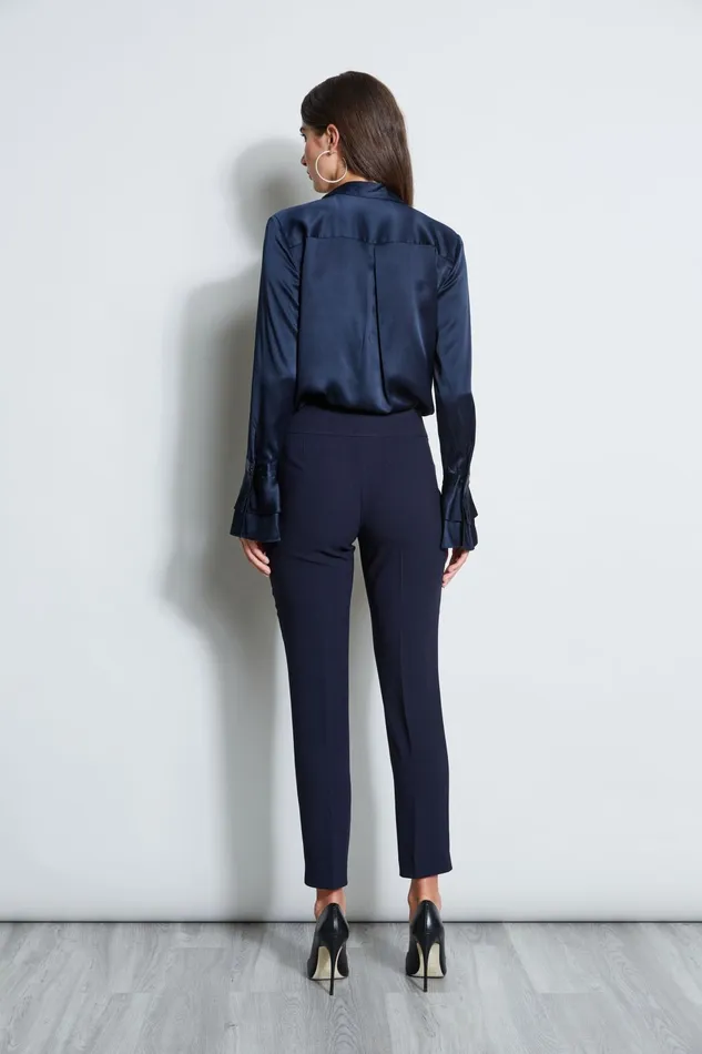 Outlet 8211 Women Tops Elie Tahari Silk Satin Ruffle Cuff Shirt Stargazer