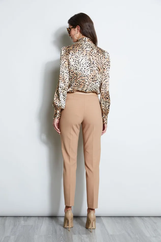 Outlet 8211 Women Tops Elie Tahari Silk Satin Winter Safari Shirt Bark Multi