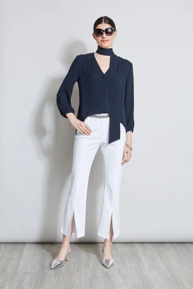 Outlet 8211 Women Tops Elie Tahari Silk Tie Button Shirt Stargazer