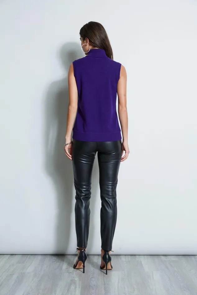 Outlet 8211 Women Tops Elie Tahari Sleeveless Satin Front Sweater Winter Plum