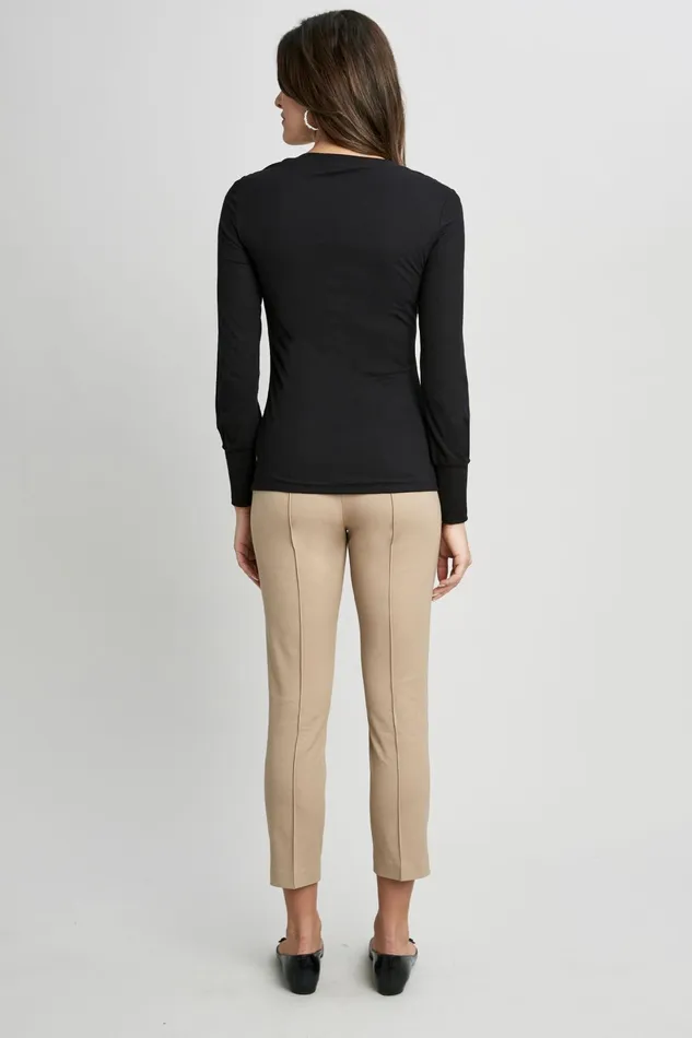 Outlet 8211 Women Tops Elie Tahari Straight Neck Ribbed Knit Noir
