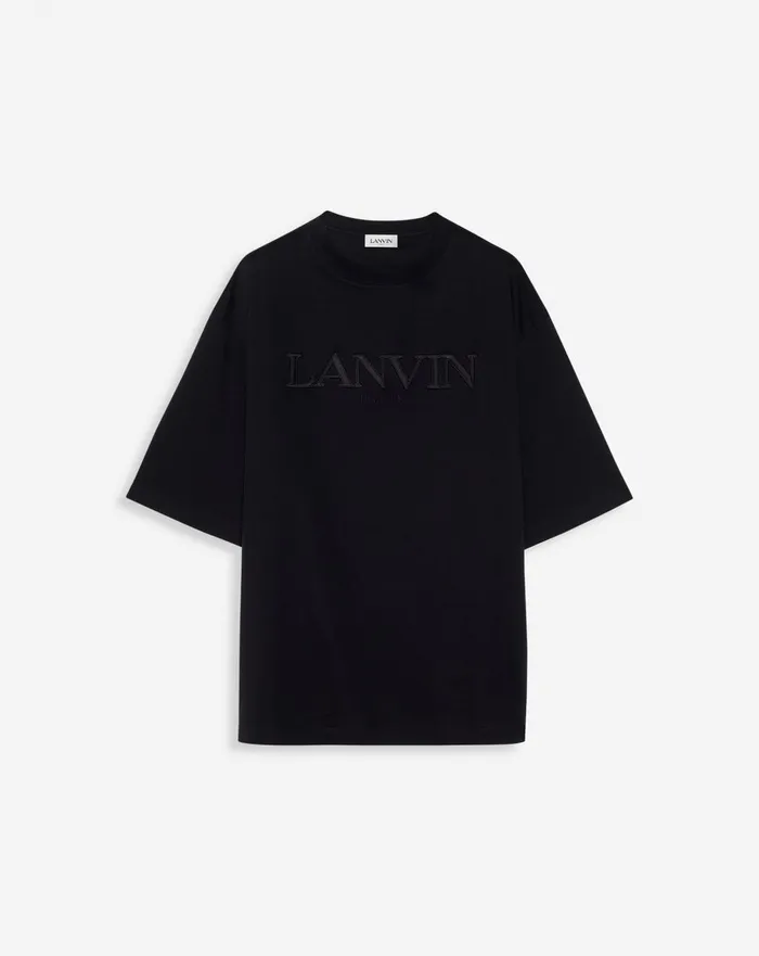 Oversized Lanvin Paris Embroidered Tshirt Black Men Lanvin Tshirts and Polos