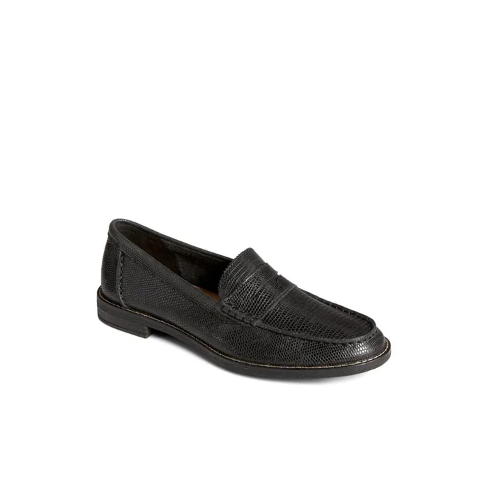 Oxfords and Loafers Women Sperry Seaport Penny Leather Loafer Black