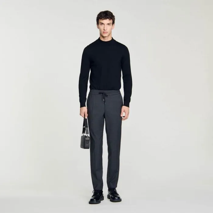 Pants and Shorts Men SANDRO Elasticated Straightleg Pants Mocked Grey