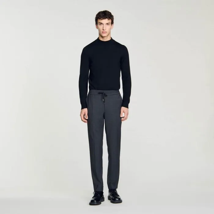 Pants and Shorts Men SANDRO Elasticated Straightleg Pants Mocked Grey