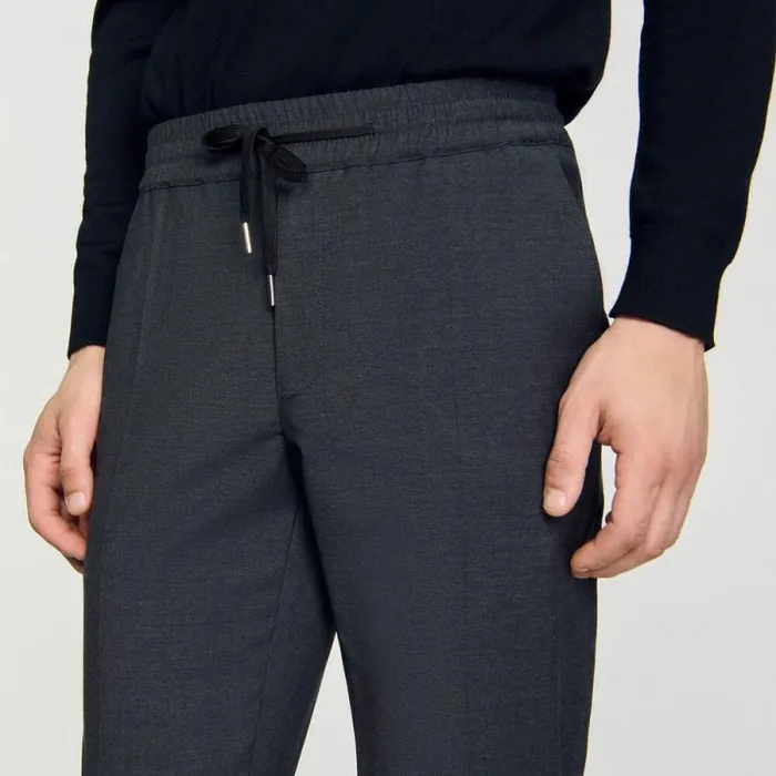 Pants and Shorts Men SANDRO Elasticated Straightleg Pants Mocked Grey