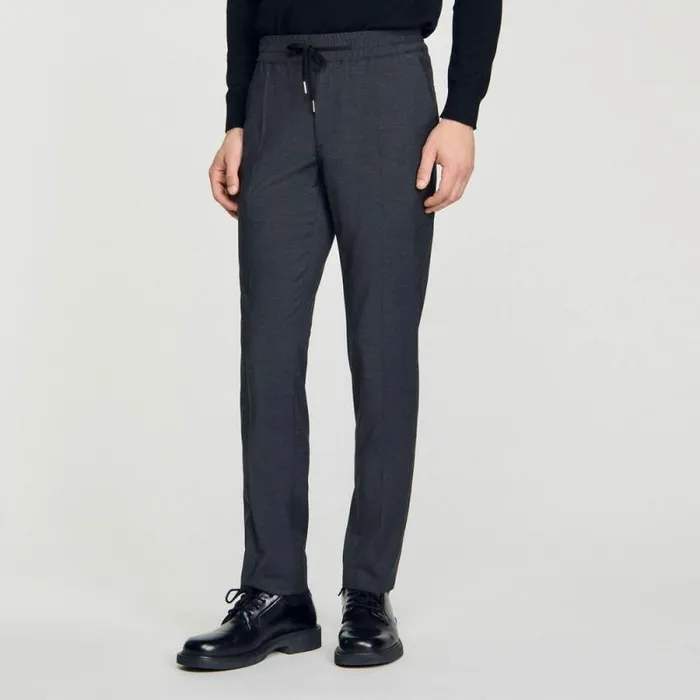 Pants and Shorts Men SANDRO Elasticated Straightleg Pants Mocked Grey