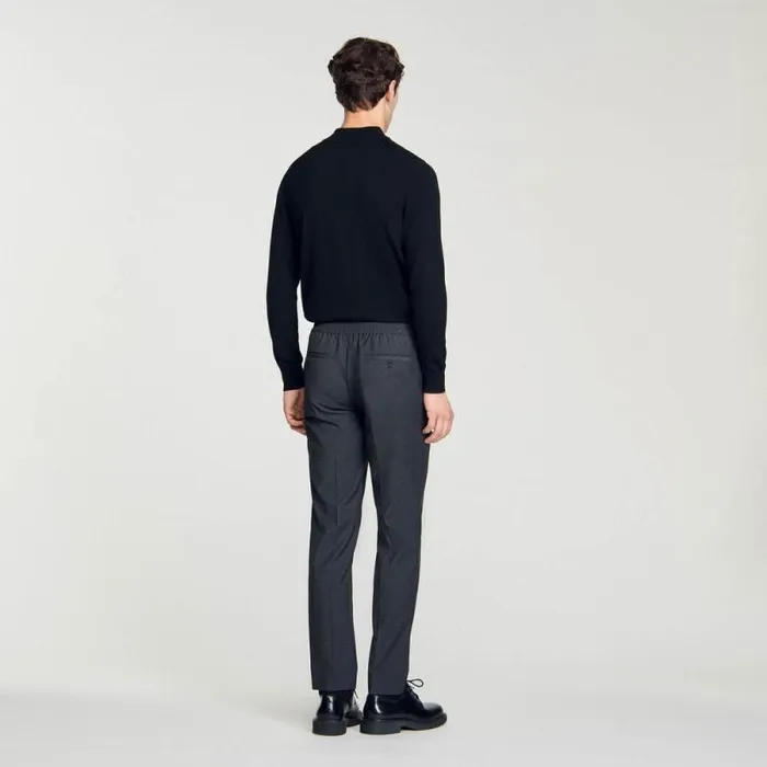 Pants and Shorts Men SANDRO Elasticated Straightleg Pants Mocked Grey