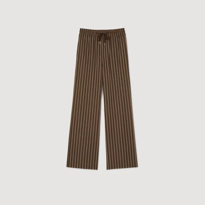 Pants and Shorts Women SANDRO Striped Trousers Brown