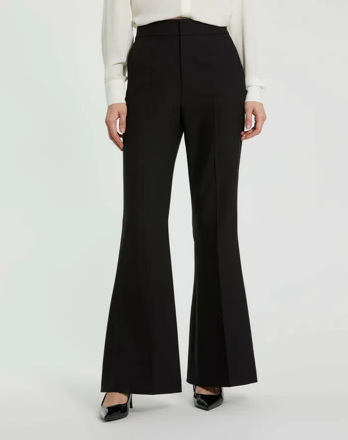 Pants Black Classic Crepe Flared Trouser Pant 8211 FINAL SALE Black Mac Duggal Women