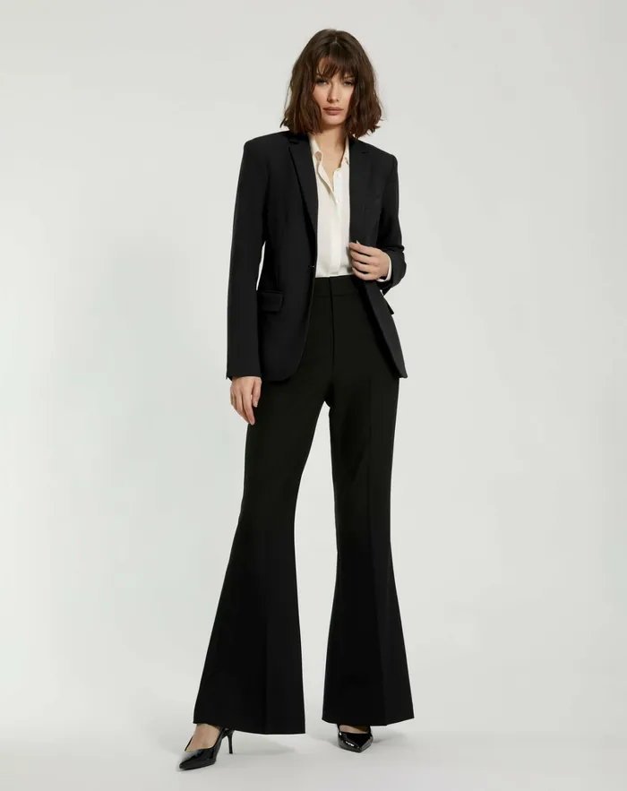 Pants Black Classic Crepe Flared Trouser Pant 8211 FINAL SALE Black Mac Duggal Women