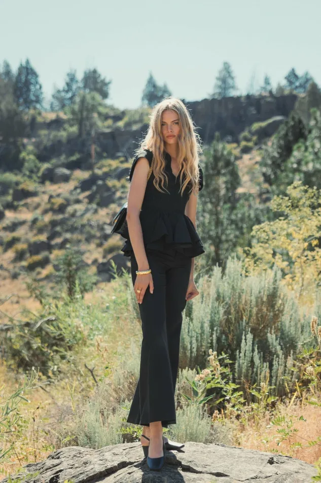 Pants Black Classic Crepe Flared Trouser Pant 8211 FINAL SALE Black Mac Duggal Women