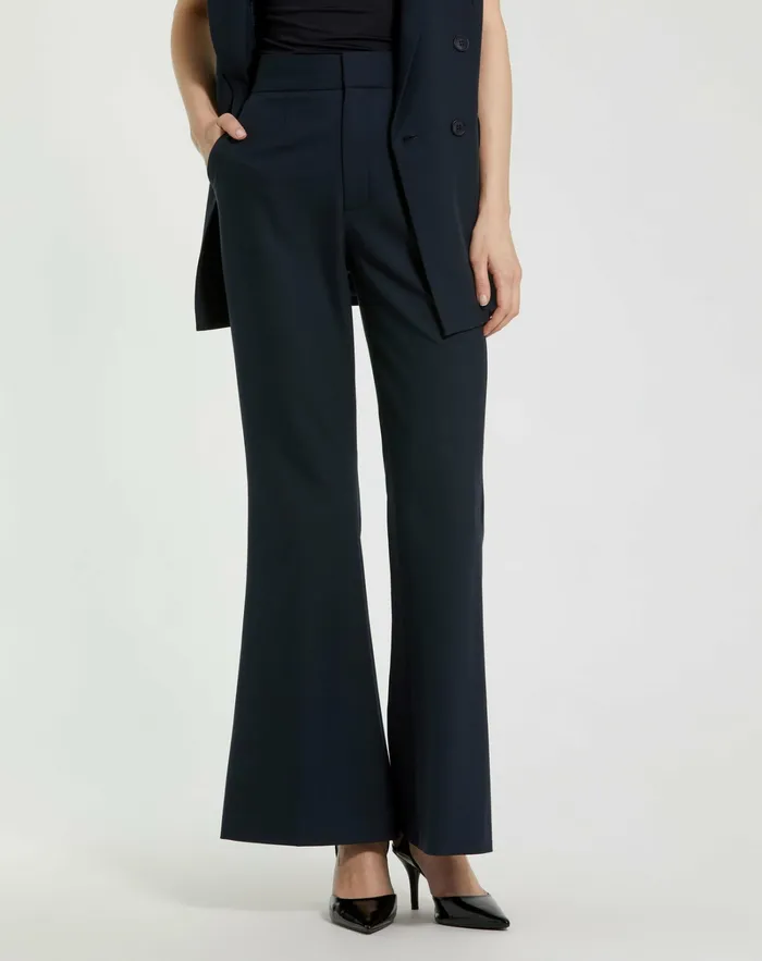 Pants Navy Classic Crepe Flared Trouser Pant 8211 FINAL SALE Navy 8211 Mac Duggal Women