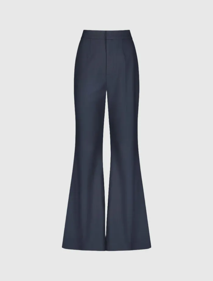 Pants Navy Classic Crepe Flared Trouser Pant 8211 FINAL SALE Navy 8211 Mac Duggal Women