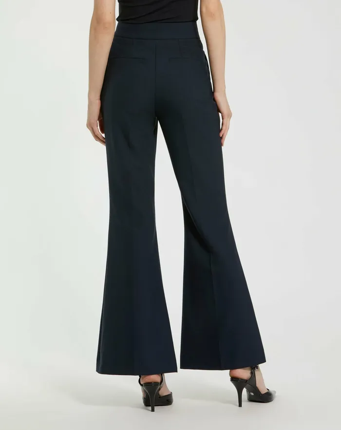 Pants Navy Classic Crepe Flared Trouser Pant 8211 FINAL SALE Navy 8211 Mac Duggal Women